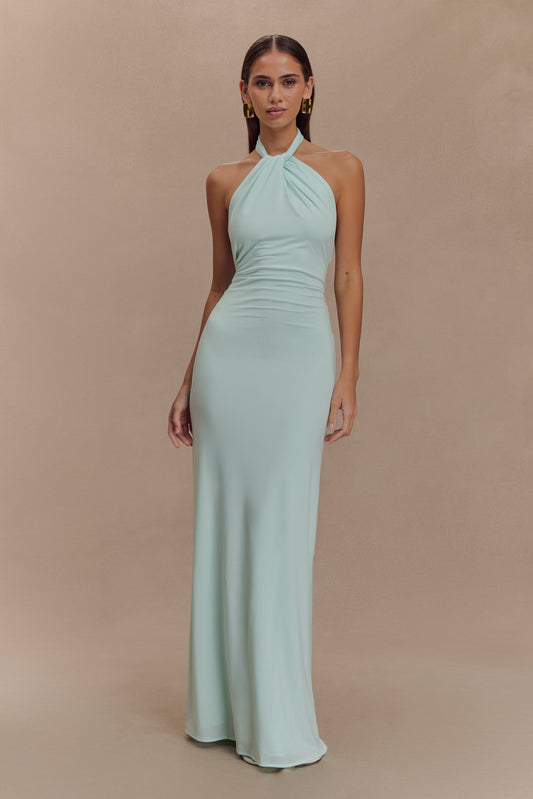 Slinky Halter Maxi Dress - Lagoon